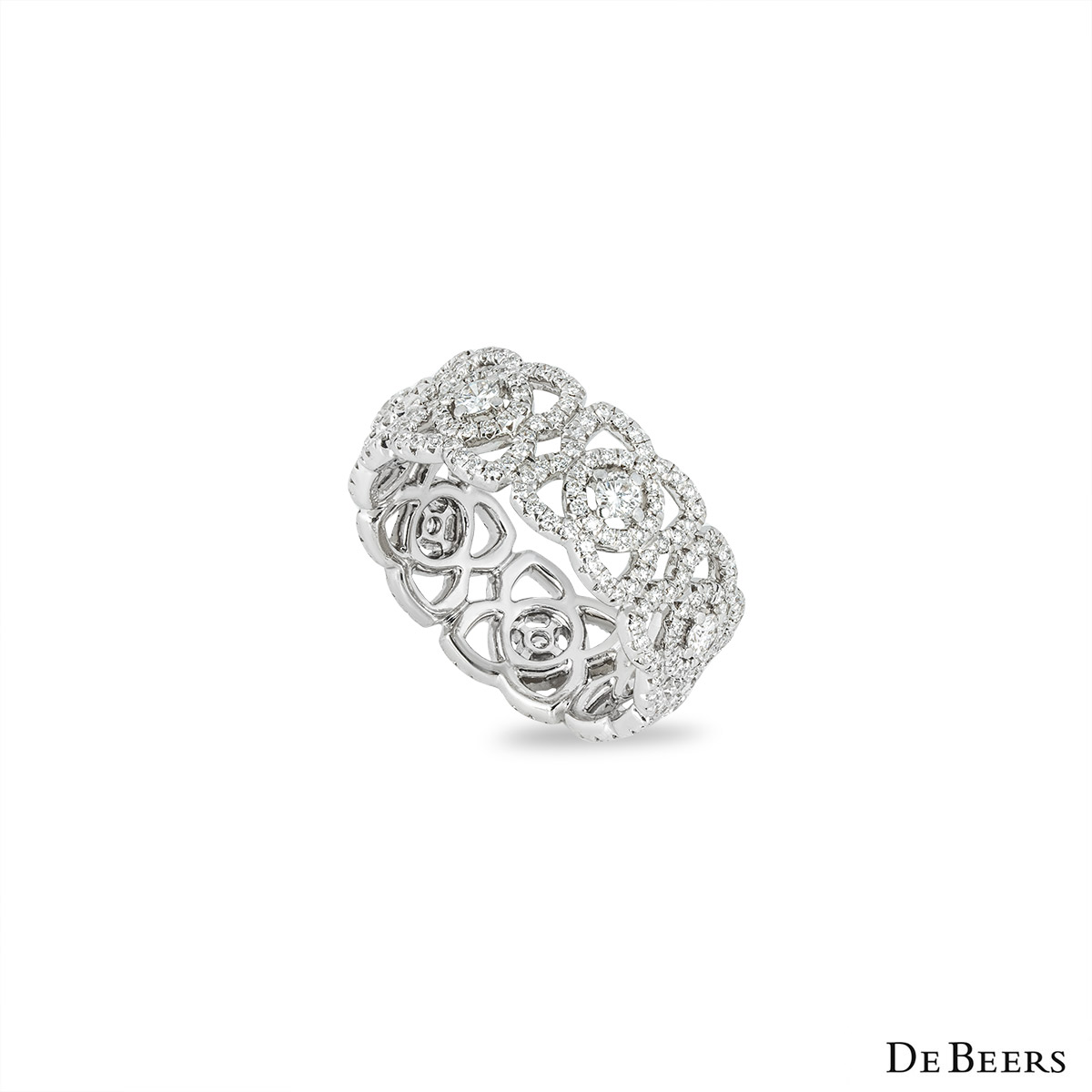 De Beers White Gold Diamond Enchanted Lotus Ring | Rich Diamonds